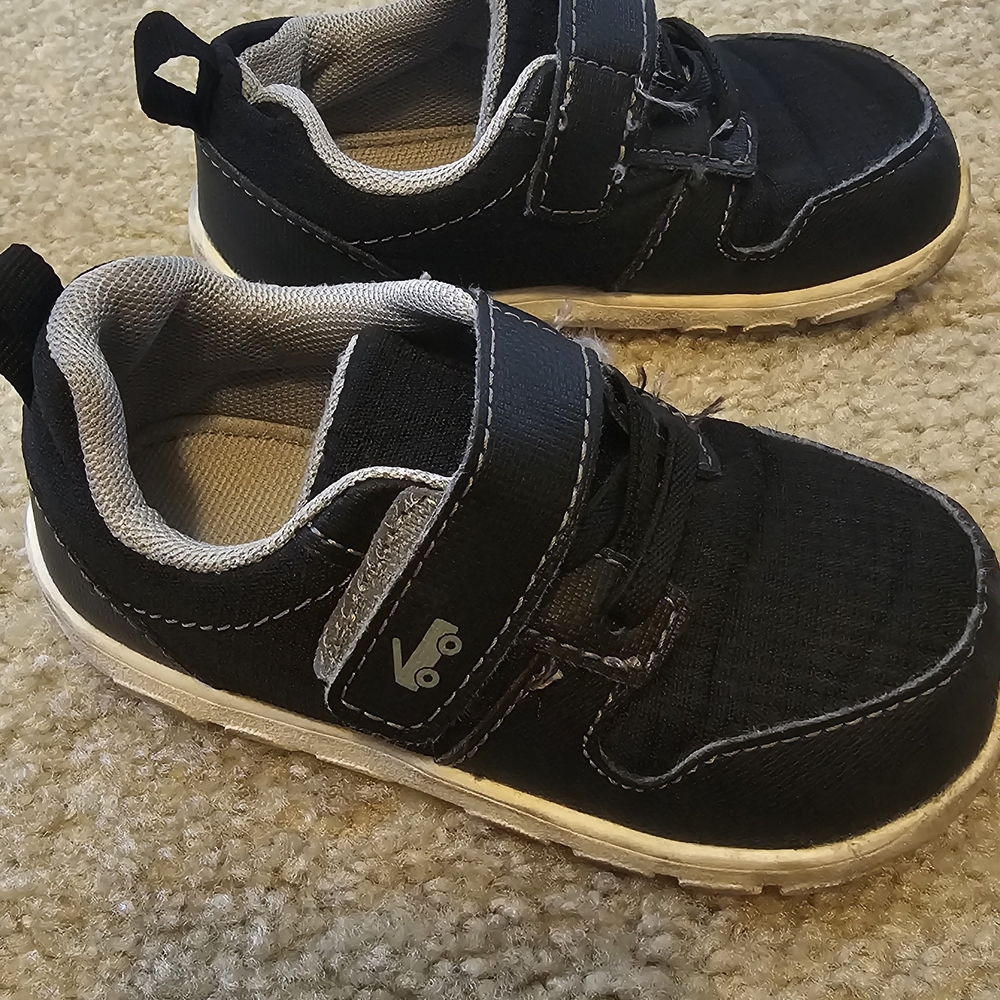 Kids Black Shoes with Velcro Strap